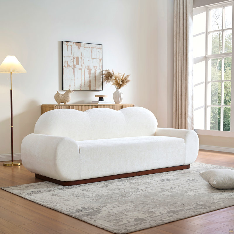 88 po Canapé en chenille 3 places, Blanc