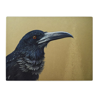 Exceptional Raven Bird  Glass Chopping Board