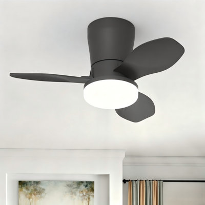 25.6" 6-Speed Reversible Dimmable Led Flush Mount Ceiling Fan With Remote And App Control