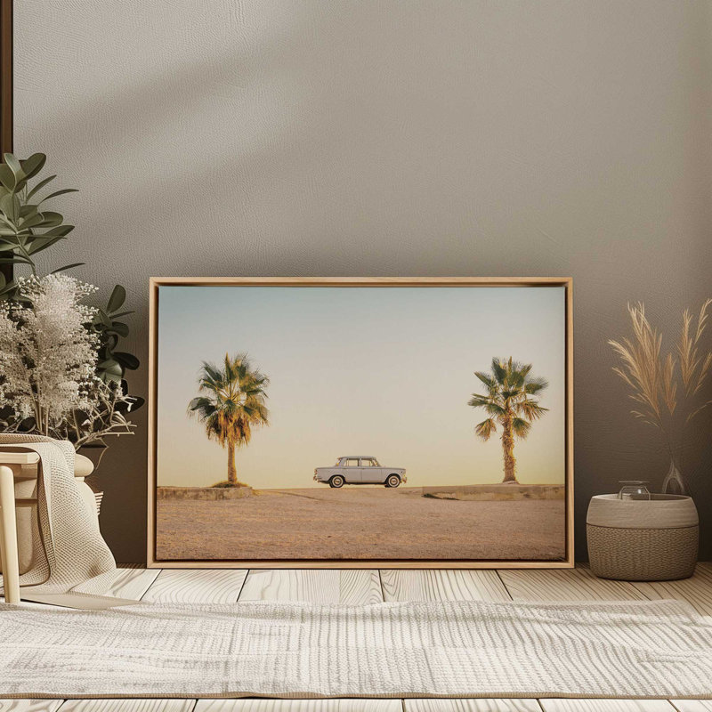 Impression sur toile Sunset Drive, H 12,75 po x l 18,75 po x P 1,75 po, Cadre flottant en chrome poli, 1