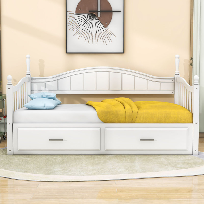 Alieyah Twin Size Daybed with Twin Trundle and Storage Drawers, White
