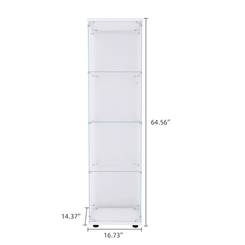 Vitrine blanche en verre, 4 tablettes - pour présentoir à souvenirs