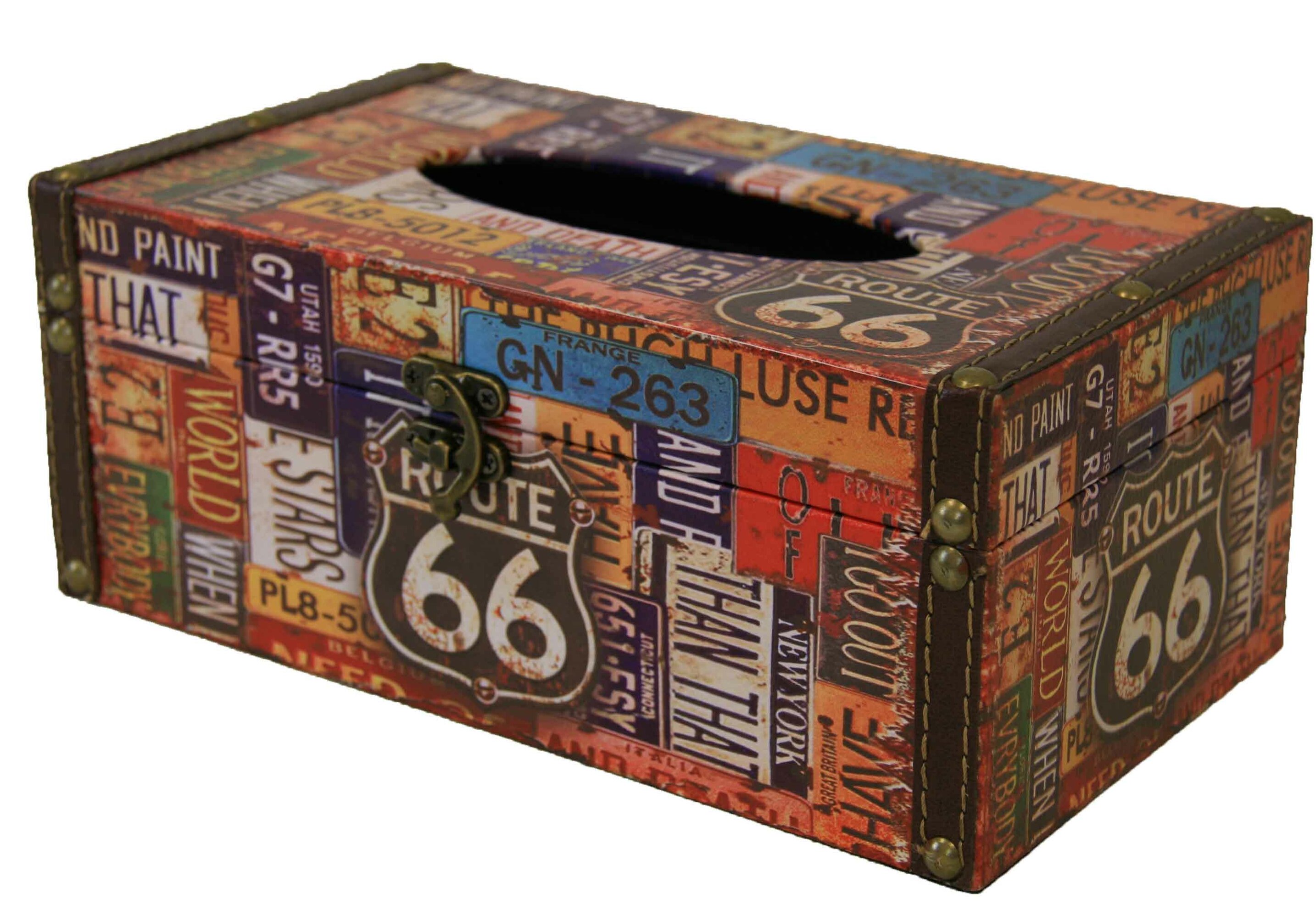 Williston Forge Pate Route 66 License Plate Tissue Box Cover