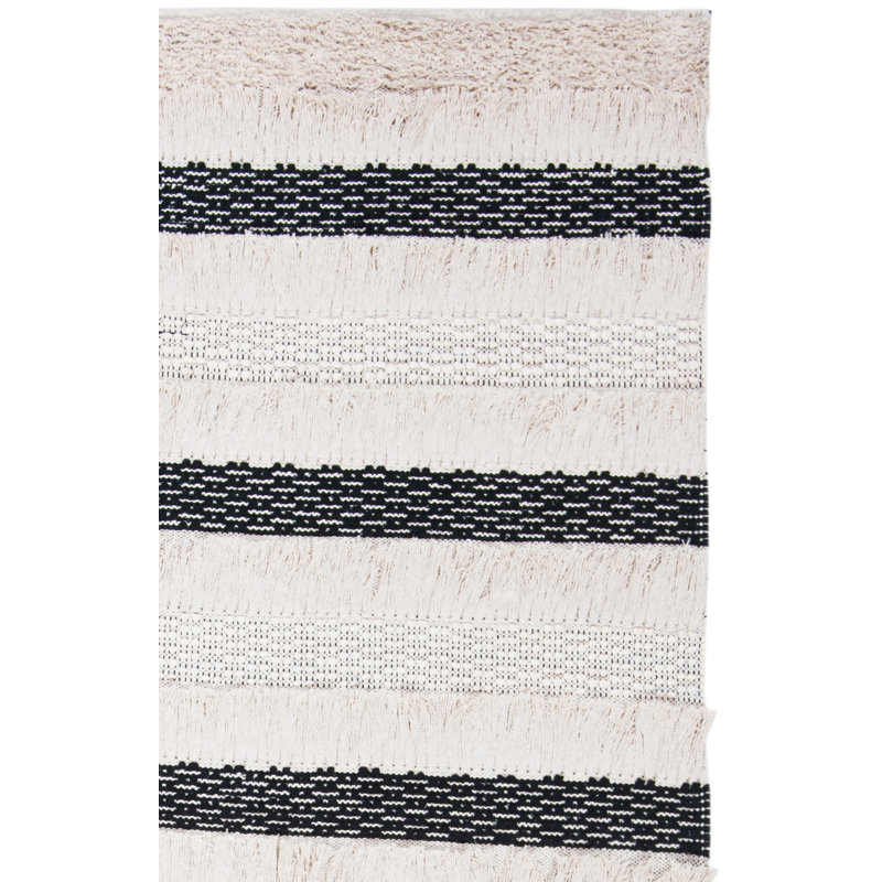 Jessen Hand Woven Cotton Striped Area Rug, Rectangle 3' x 5'