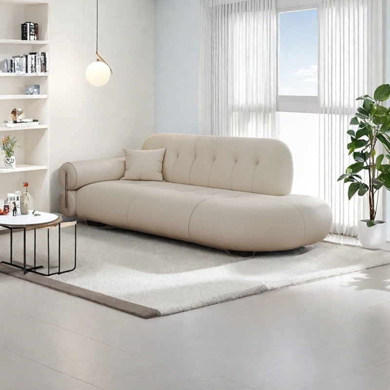 Fauteuil inclinable en cuir clair de luxe léger, Orienté à gauche (vu de face), Beige
