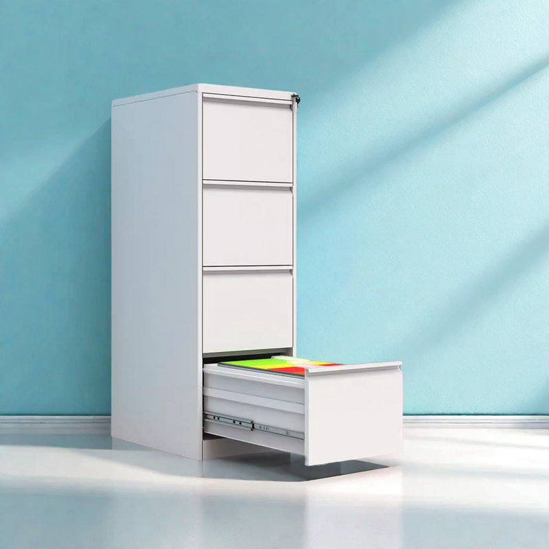 4 Drawer File Cabinet With Lock Metal Vertical File Storage Cabinet Office Home Steel Vertical File Cabinet, White