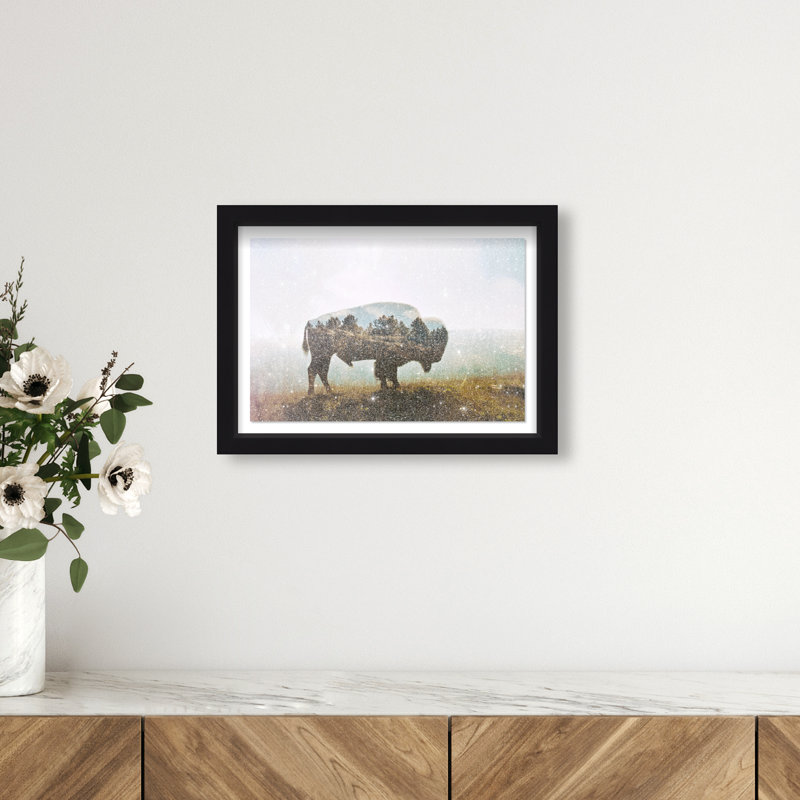 Bison Forest II Print by Oliver Gal, 11.5" H x 16.5" W, Black Shadowbox