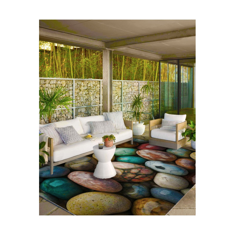 Tapis tissé en pierre polie et lavable, Rectangle 3 pi 3 po x 4 pi 11 po