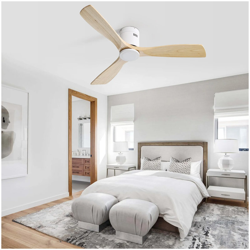 Ventilateur de plafond de 52 pouces à 3 pales en bois massif avec ventilateur à télécommande pour un salon