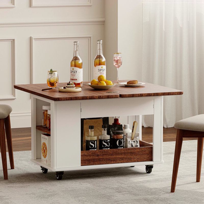 Table basse / table d'appoint moderne 27,6 po avec plateau pliable et roulettes 27,6 po, White