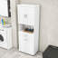 Armoire de salle de bain haute avec panier à linge inclinable et armoire de rangement-1063395264