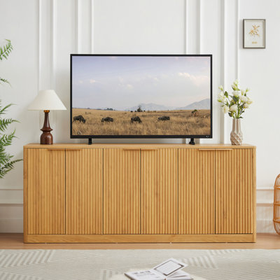 67" Modern Wavy Sideboard, Curved Contour Design Storage Cabinet, 6-Door Cabinet With Storage Function, Suitable For Kitchen / Bedroom / Living Room, 67.0"L X 15.7"W X 27.7"H