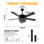 Ventilateur de plafond 5 pales Tiffany