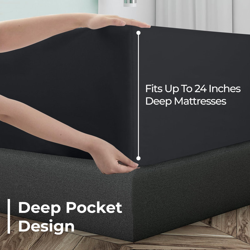 Royale Linens Extra Deep Pocket Only | Size Deep Pocket | Fits 18 inch to 24 inch Thick Mattress | Soft & Breathable Elastic Sheets