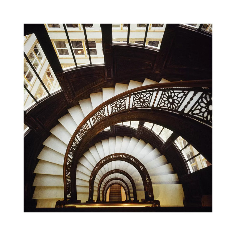 High Angle View Of A Spiral Staircase, Rookery, Chicago, Cook County, Illinois, USA - Wrapped Canvas Print