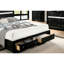 Lit double contemporain en bois massif noir avec rangement pour rangement dans la chambre à coucher, caractéristique