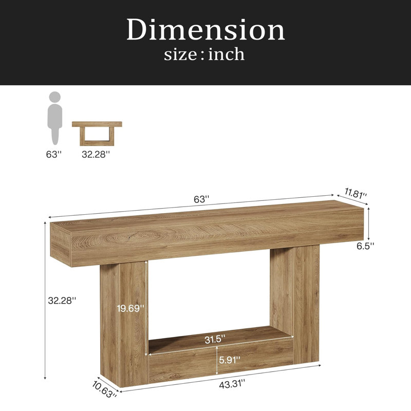 2-Tier Side Table,Entryway Table,Console Table, Light Brown