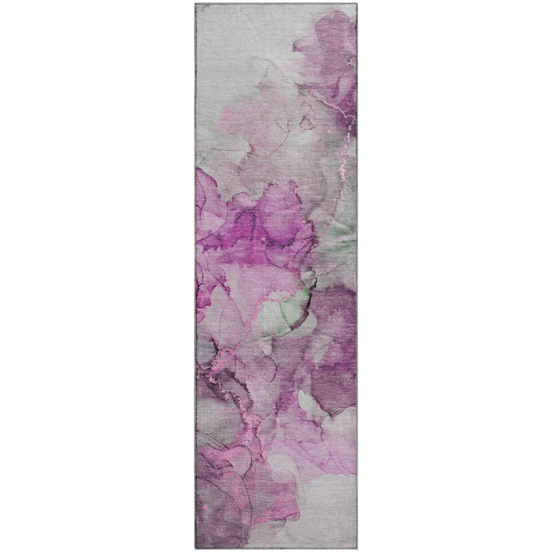 Premium Machine Washable Cerrito AMF520 Pink Rug, Runner 2'3" x 7'6"