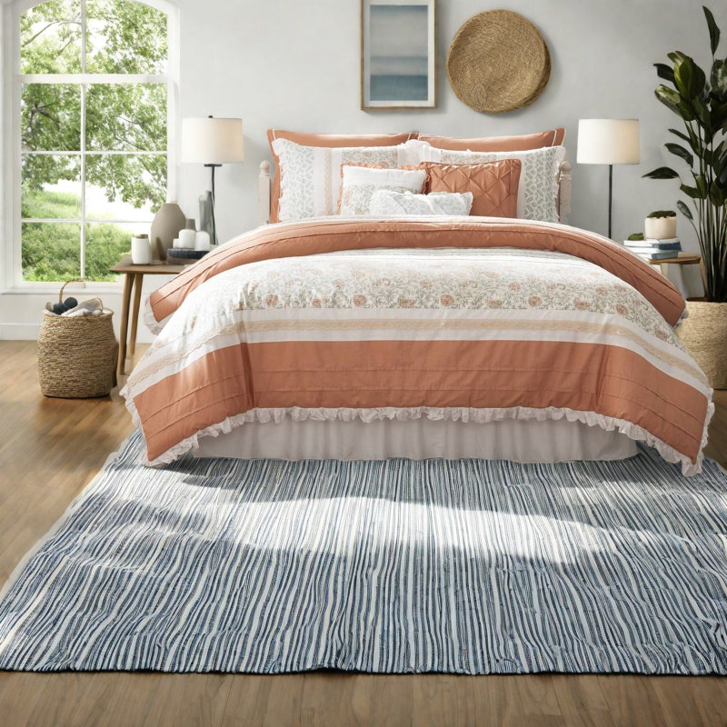 Cotton Percale Bedding Sets Elegance, Farmhouse Style Queen