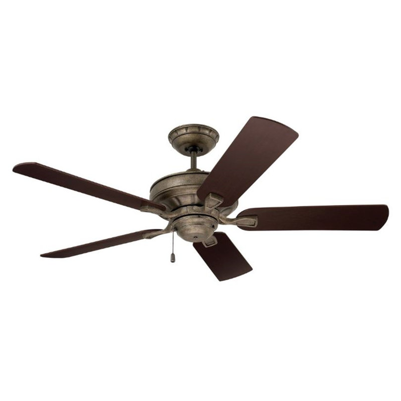 Kuhle 52'' Ceiling Fan, Vintage Steel with Dark Mahogany/Walnut