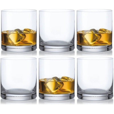 Crystalex 13.5oz (400ml) Whiskey Tumblers DOF Glasses "BLUES". Lead-Free Crystal. Set of 6.