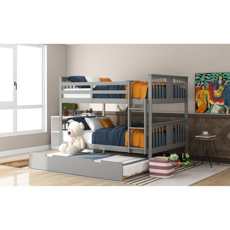 Lit double superposé au-dessus gris avec lit gigogne simple. Fabrication de qualité, convient parfaitement au décor de chambre à coucher gris gigogne et offre amplement d'espace de couchage aux invités