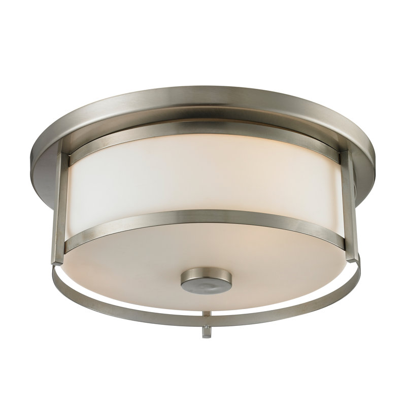 Plafonnier encastré 2 lumières Attah, Nickel brossé, H 4,88 po x l 13,75 po