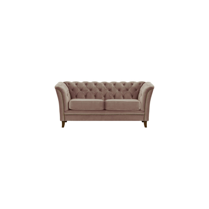 Burr Velvet Sofa, Dark Oak, Pink