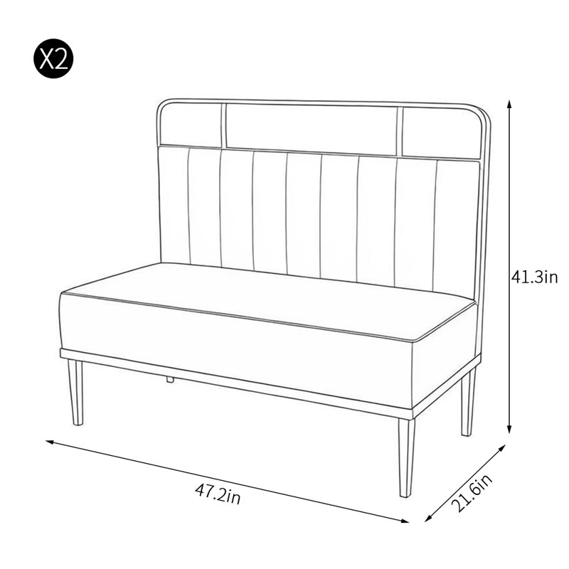 Banc rembourré en similicuir Light Luxury, Aqua / Gris clair