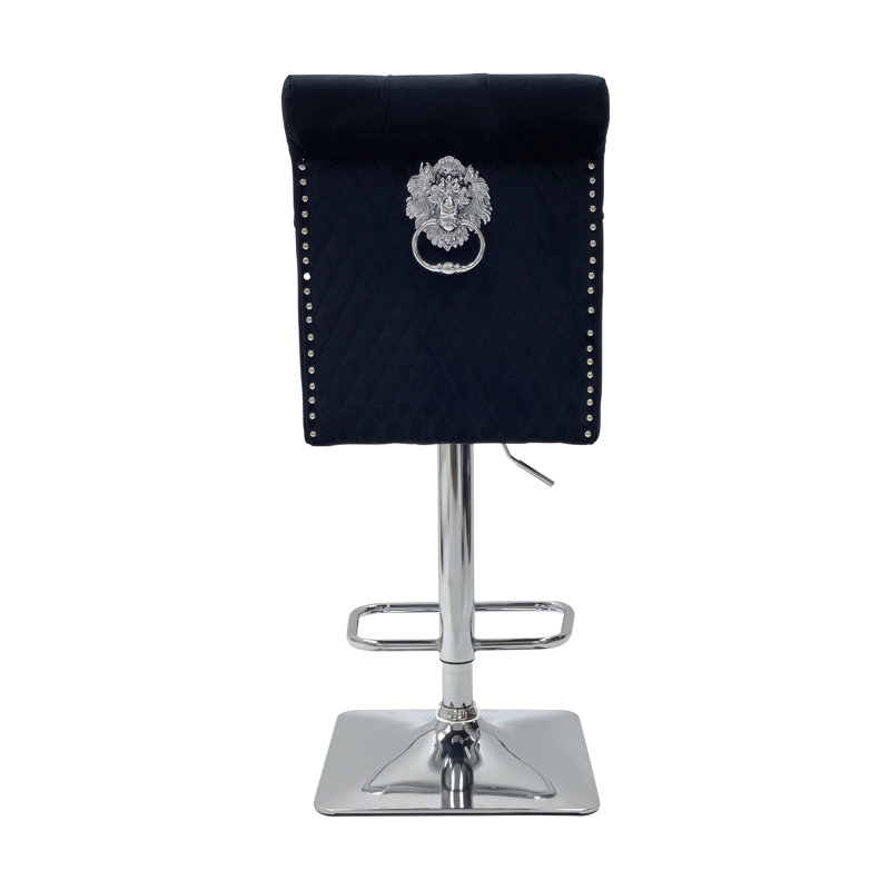 Segarra Swivel Upholstered Adjustable Height Counter Stool with Metal Frame, Black