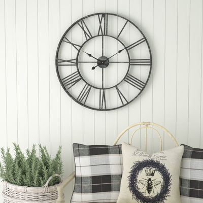 Solange Round Metal Farmhouse Wall Clock