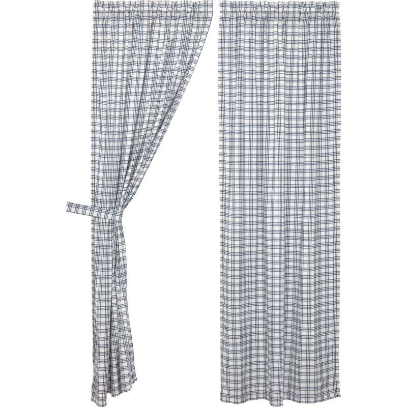 Sawyer Mill Cotton Room Darkening Curtain Pair, Blue/Coal Black, 40" W x 84" L