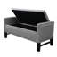 Banc rembourré en velours de 50 po gris clair et noir avec plateau rabattable-116377367