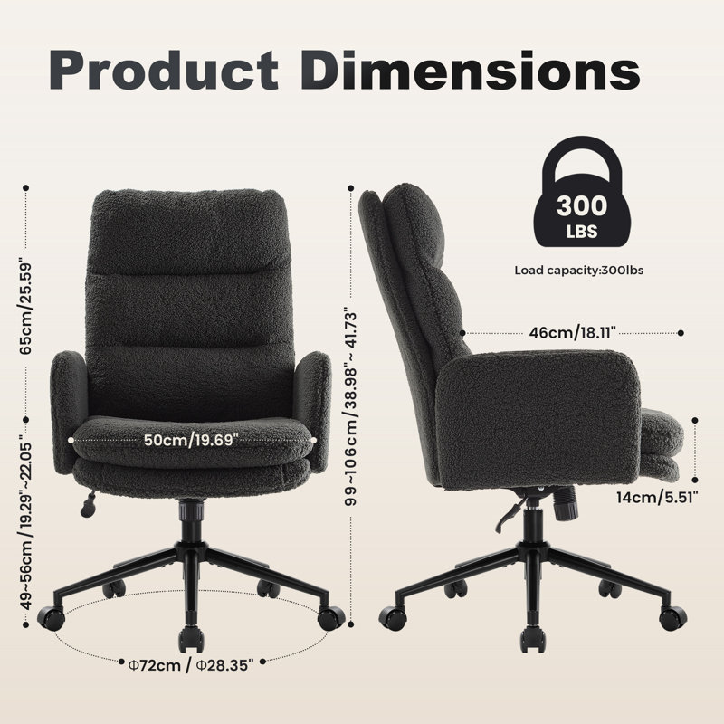 Alexxys Office Chair, Grey Cashmere