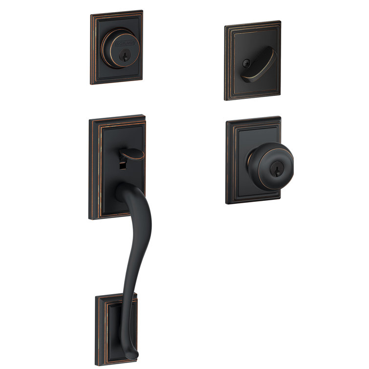 Addison Handleset with Deadbolt and Georgian Door Knob and Rosette