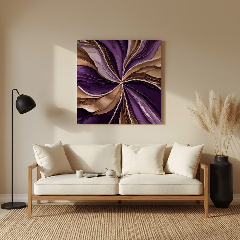 Aquarelle abstraite 98, art mural en métal mauve