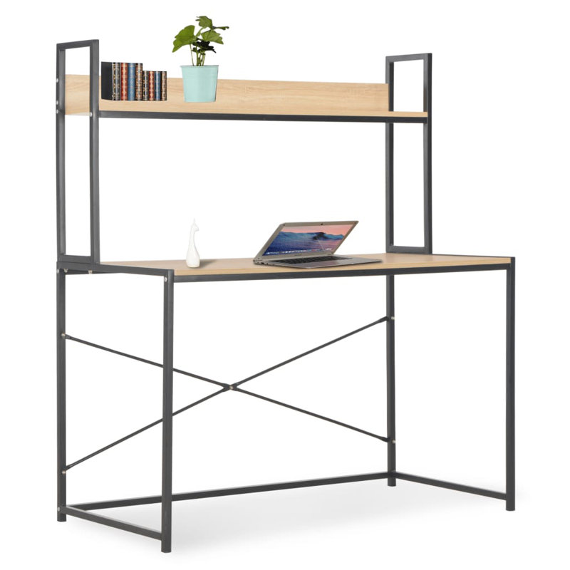 Bureau d'ordinateur 47,2 po x 23,6 po x 54,3 po, Chêne / Noir