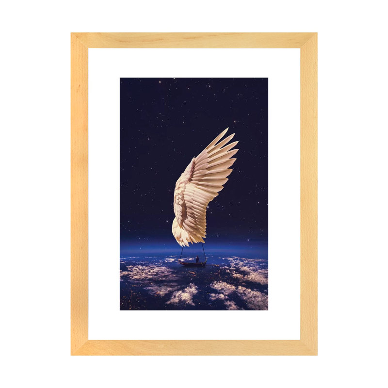 " Sail Away Angel Wing " by Soaring Anchor Designs, 32" H x 24" W x 1" D, White, Natural Wood Paper