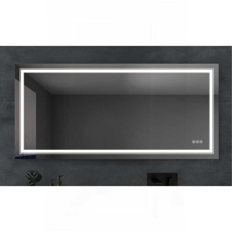 Miroir de salle de bain anti-buée avec bouton