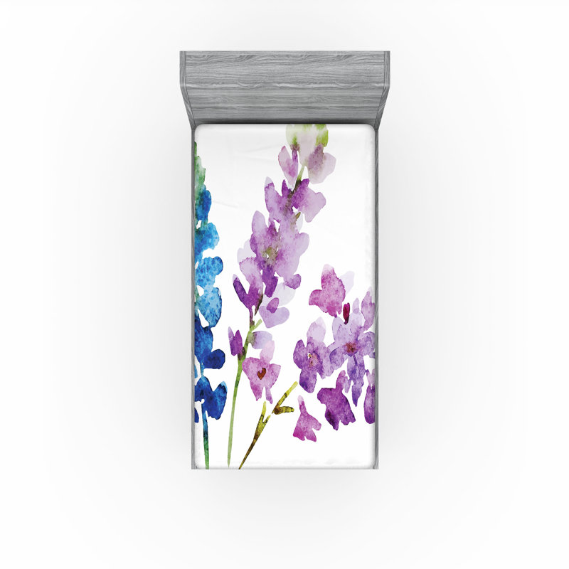 Multicolore ensemble de 2 drapeaux à motif aquarelle Ambesonne, Drap-housse de taille simple