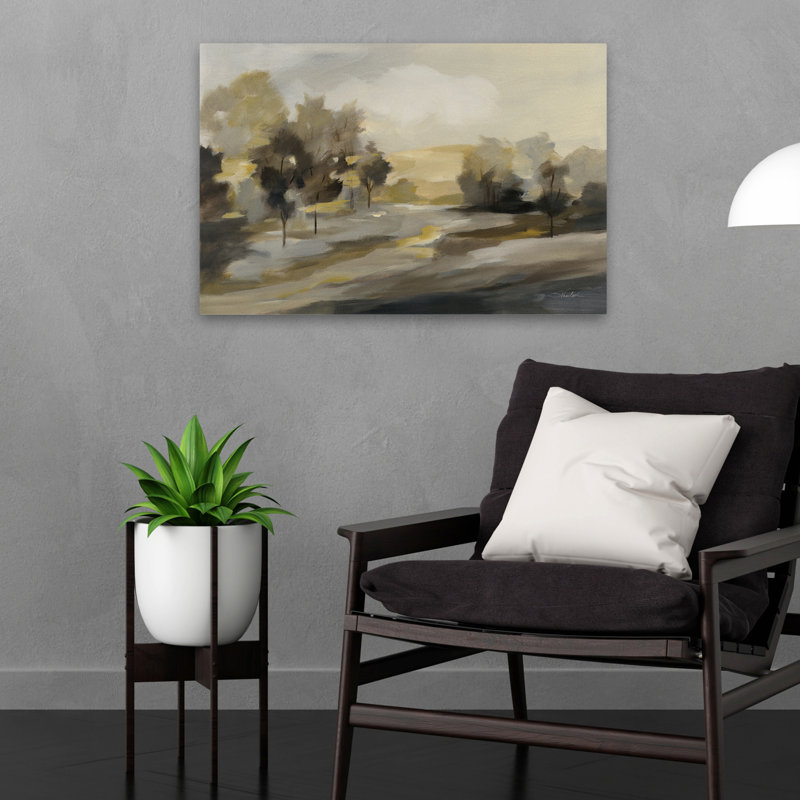 Paysage rustique - champs abstraits brun crème, H 24 po x l 16 po