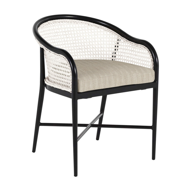 Havana Arm Chair, No Welt, Chalk/Natural Cane, Rollo Lace