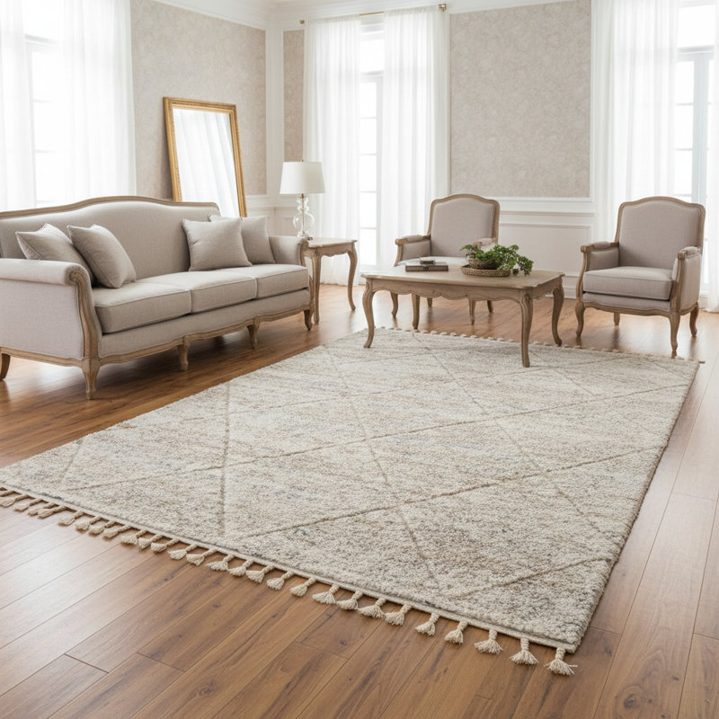 Tapis crème Talas, Carré 7 pi 11 po