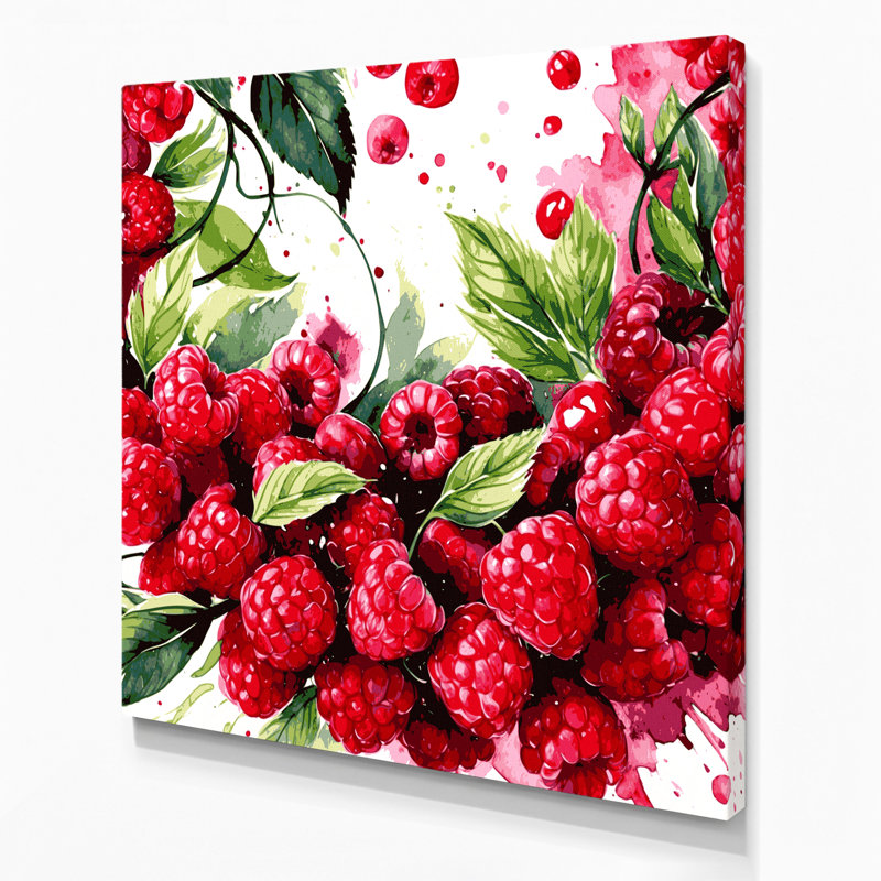 «Fruit framboise rouge», art mural sur toile, H 32 po x l 32 po