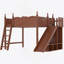 Lit mezzanine double avec tablettes de rangement et garde-robe, lits mezzanine en bois massif avec glissières et échelles amovibles, aucune boîte à ressorts nécessaire, naturel profond (protection par brevet)-322709642-322709653