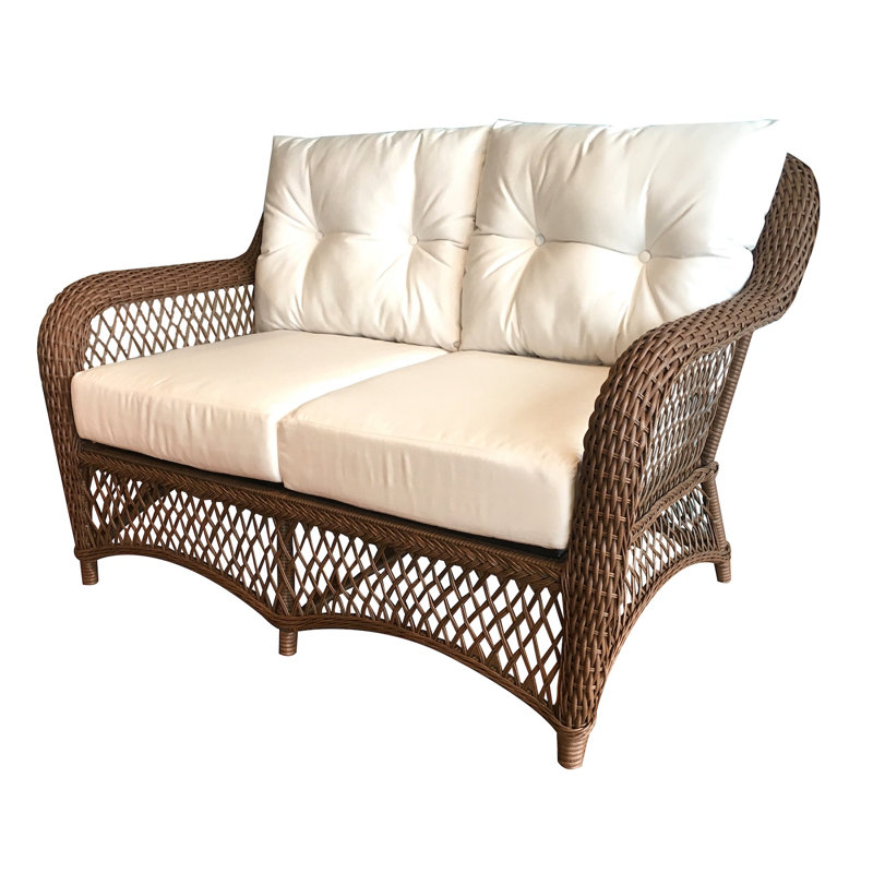Causeuse avec coussins sunbrella Elkin, Brun / toile naturelle