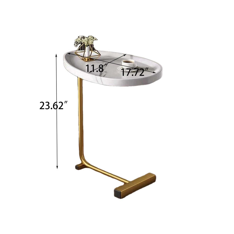Amadas 17.72'' Console Sofa Side Table, White, Gold