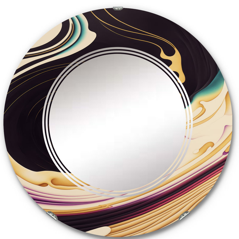 Miroir mural Rafan mauve, doré et bleu Rafan II, 24 po x 24 po
