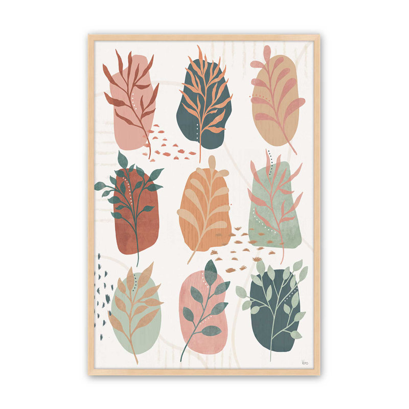 Whispering Leaves I Print dans un cadre, Cadre ouvert en érable brut, H 15 po x l 12 po