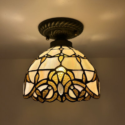 Ampoule DEL de style baroque en verre coloré doré Tiffany incluse l 8 po x P 8 po x H 8 po